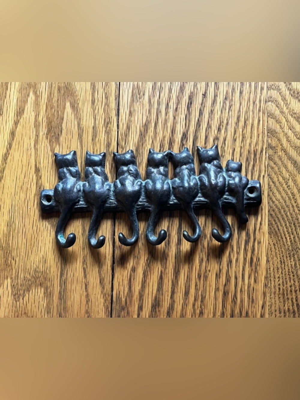 Vintage Cat Key Holder Wall Display Cast Iron Cottagecore Hooks